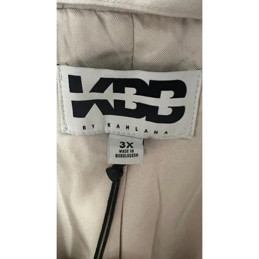 KBB by Kahlana Double Breasted Wool Blend Long Coat 3XL Cream NWT